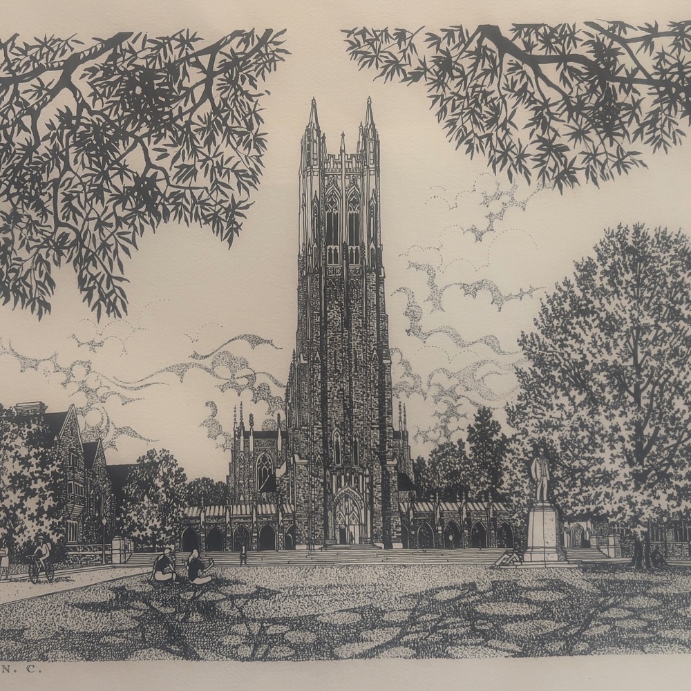 1980 Rich Abern Framed Illustration - Duke University Fan Set